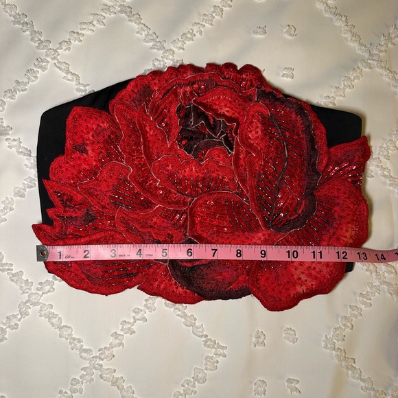 Alice + Olivia Black Top with Red Floral Design - Picture 6 of 7
